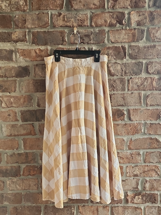 Who What Wear Dresses & Skirts - Who What Wear Cream and Tan Checked Midi Skirt